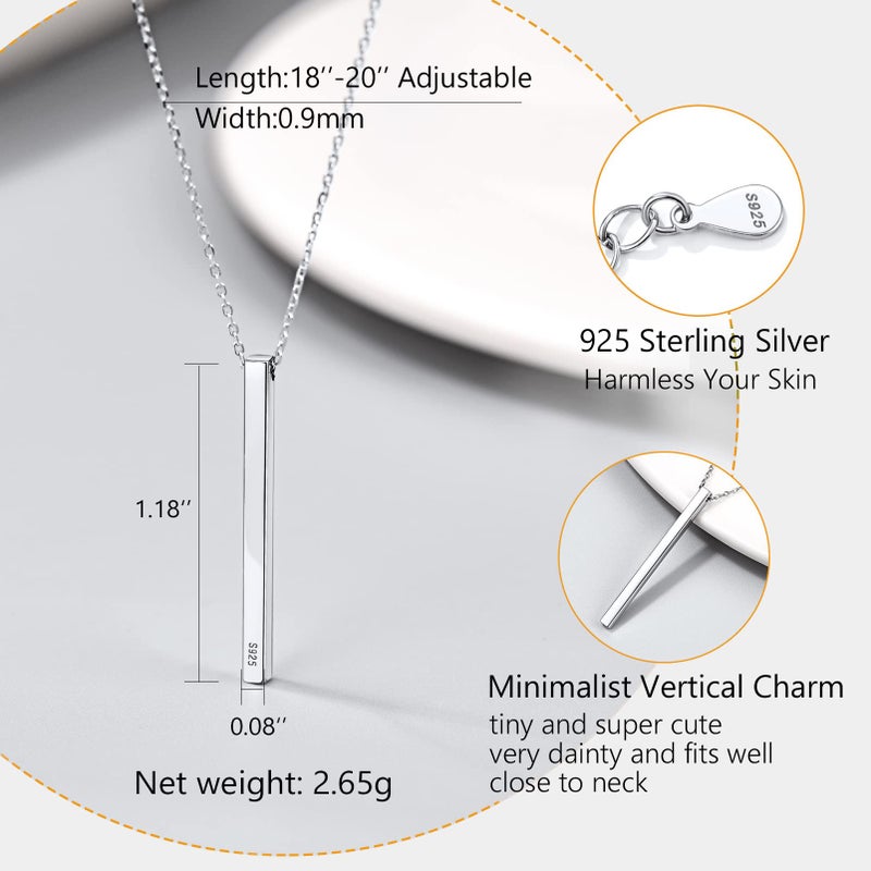 PROSILVER 925 Sterling Silver Necklace for Women | Dainty Delicate Adjustable Choker with Vertical Bar Pendant, Hypoallergenic Tarnish Resistant Everyday Jewelry Gift for Her - Image 5